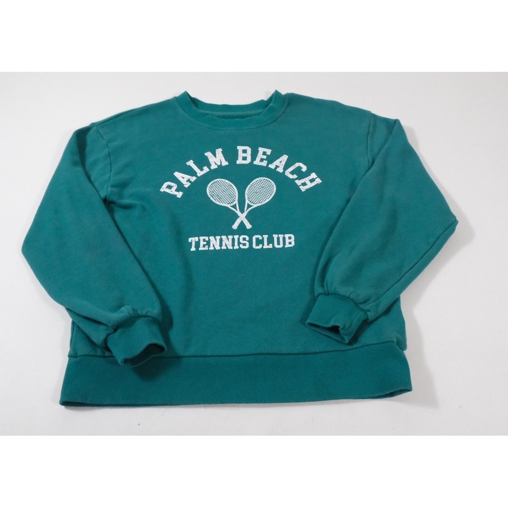 C&C California Sweatshirt Womens S Teal Palm Beach Tennis Club Graphic Pullover